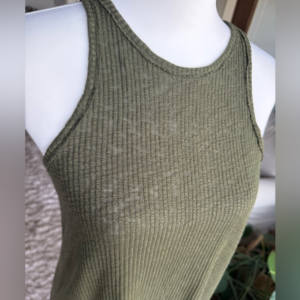 BKE XS Olive Ribbed Racerback Tank Top - Picture 2 of 7